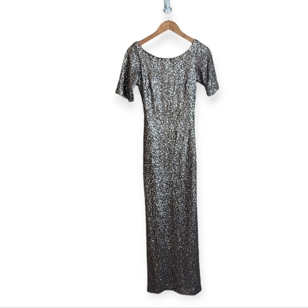 Sorella Vita Platinum Silver Sequin Bridesmaid Gown Size 10